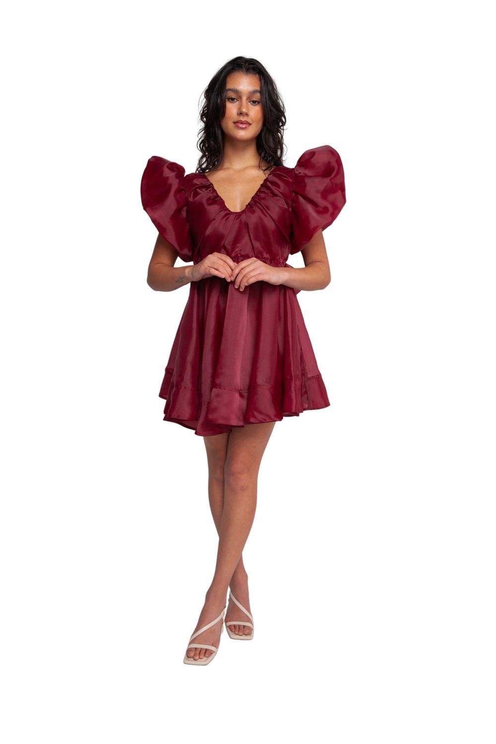 gretta mini dress AJE Gretta Organza Mini Dress Burgundy
