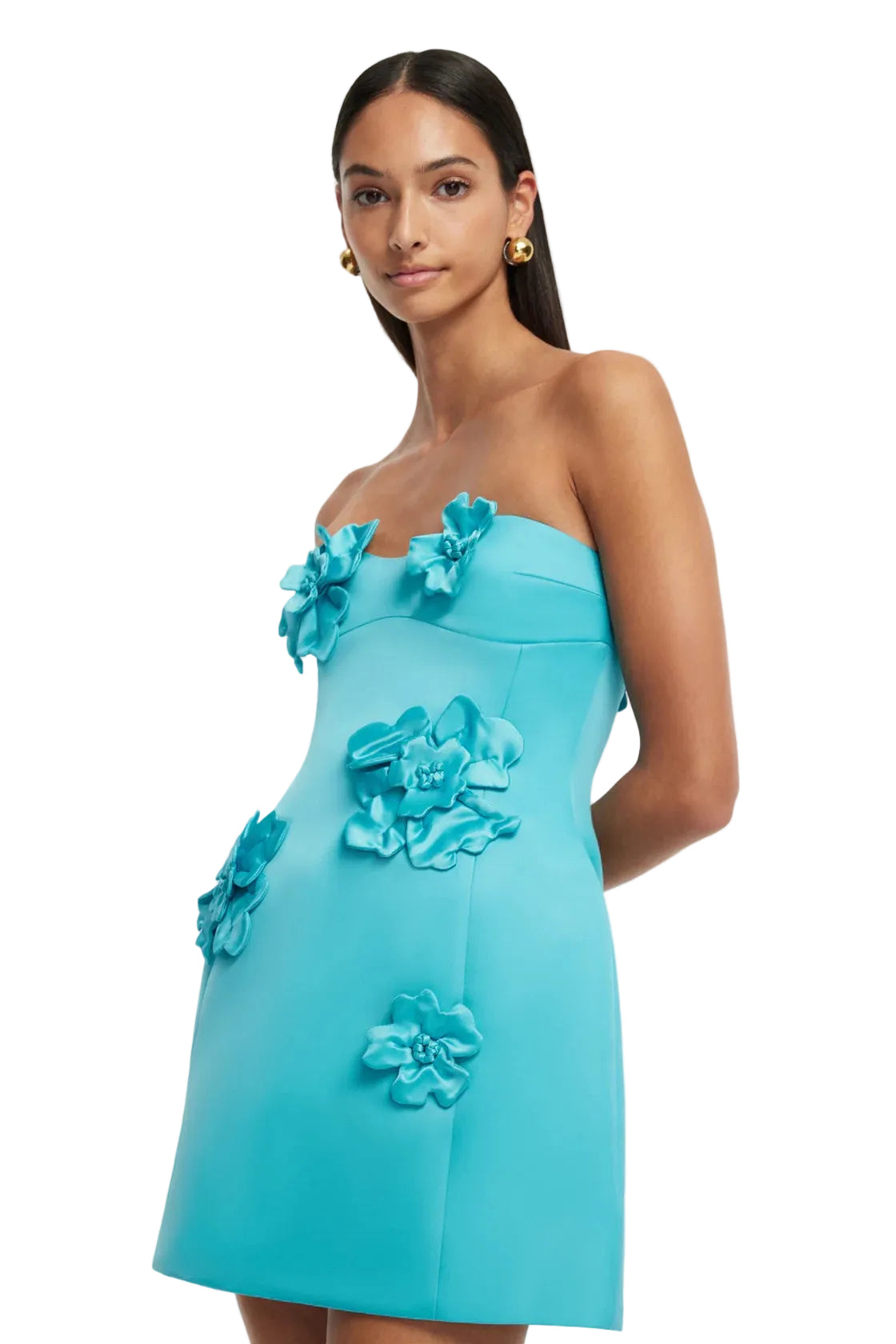 Rosario Petal Bustier Mini Dress Aqua