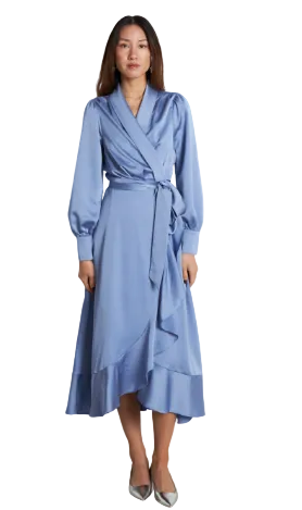 Wrap Midi Dress Blue