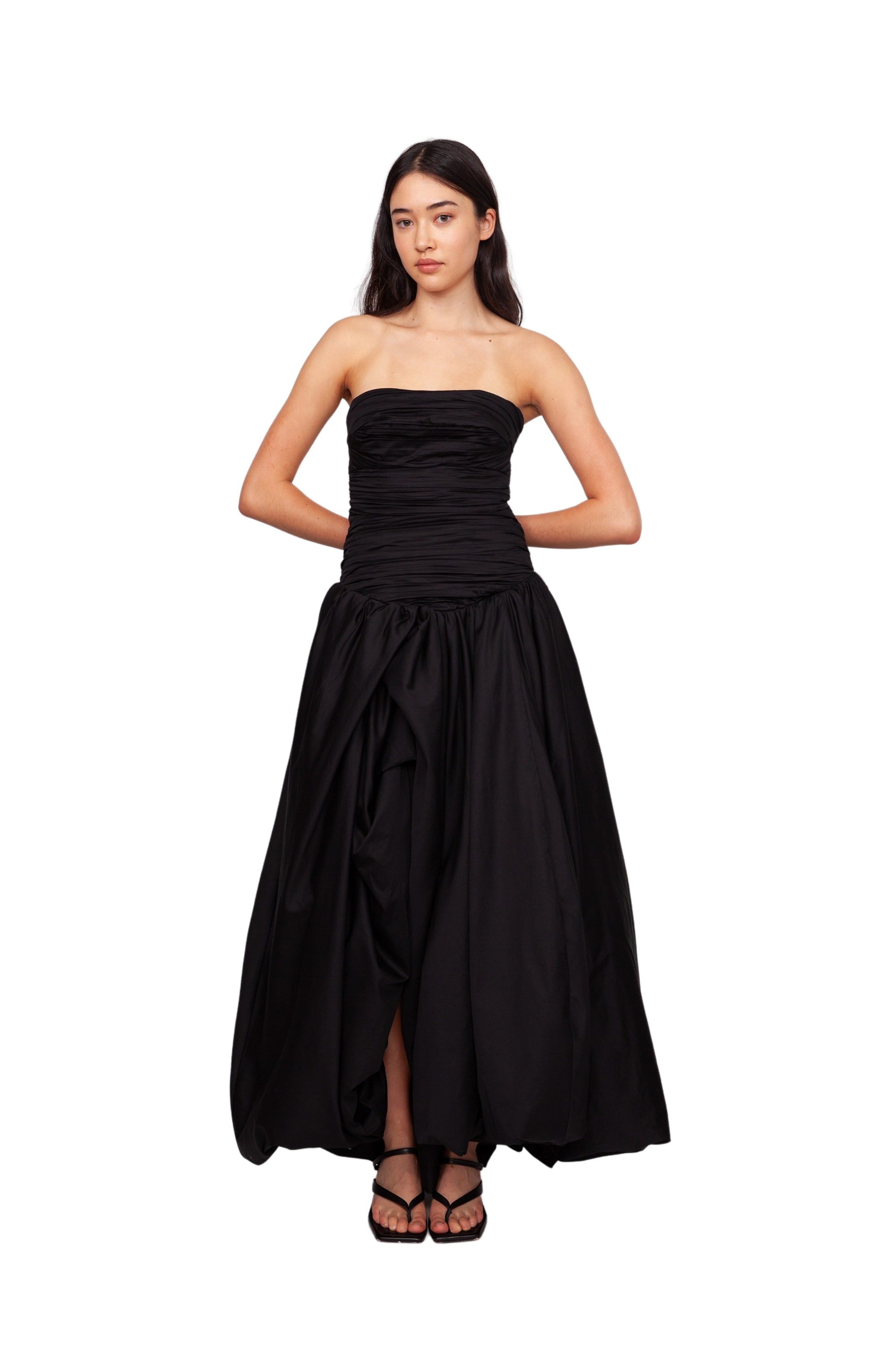 Violette Bubble Hem Maxi Dress, Black