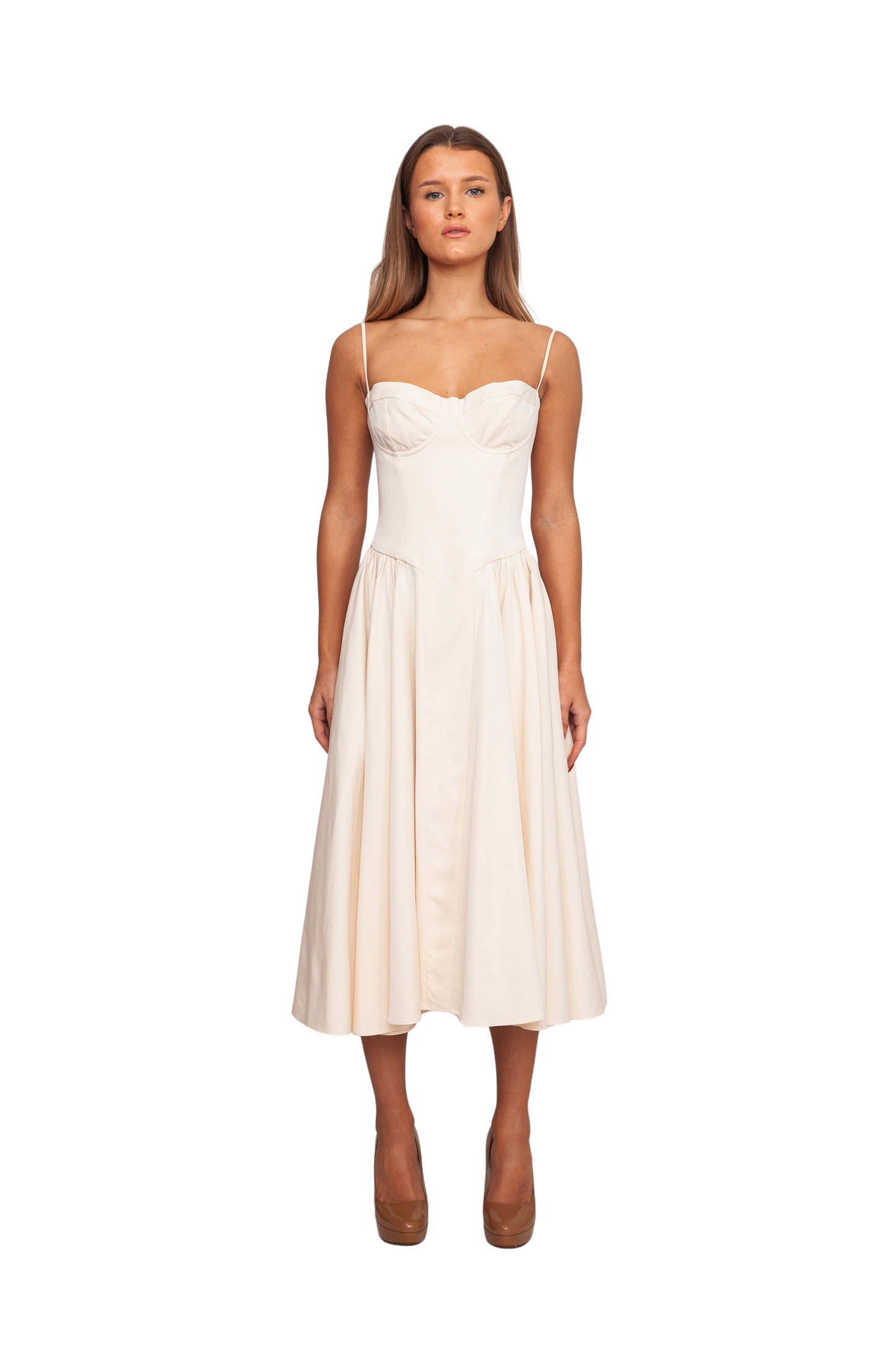 Samaria Corset Midi Dress Cream