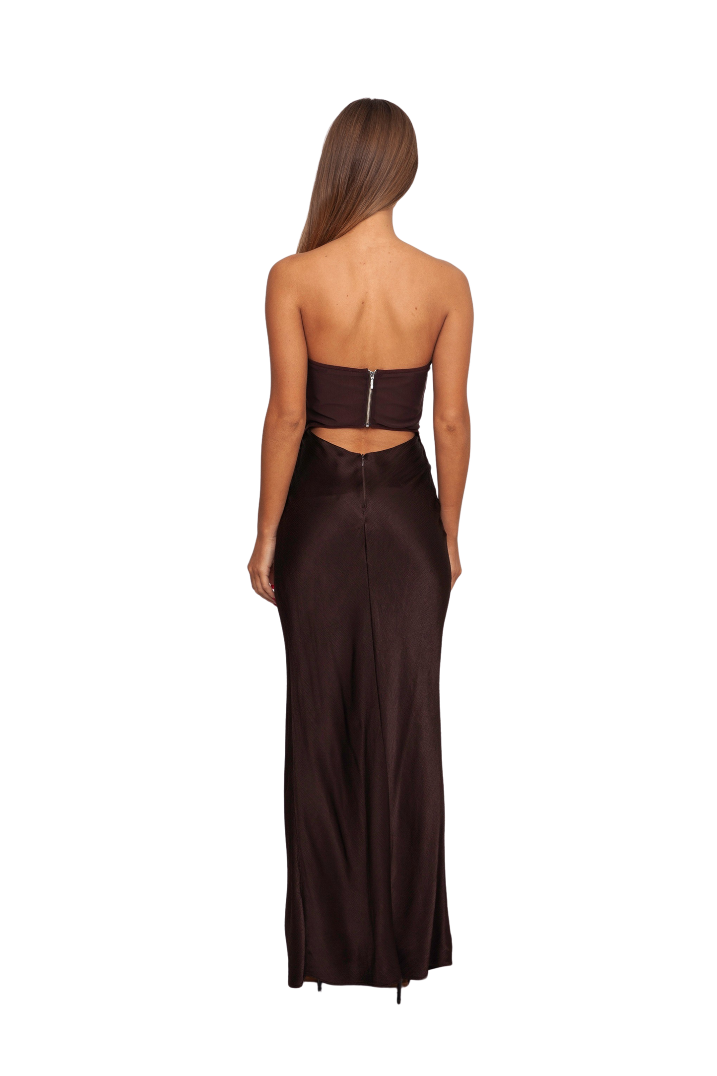 Halle Strapless Dress Brown