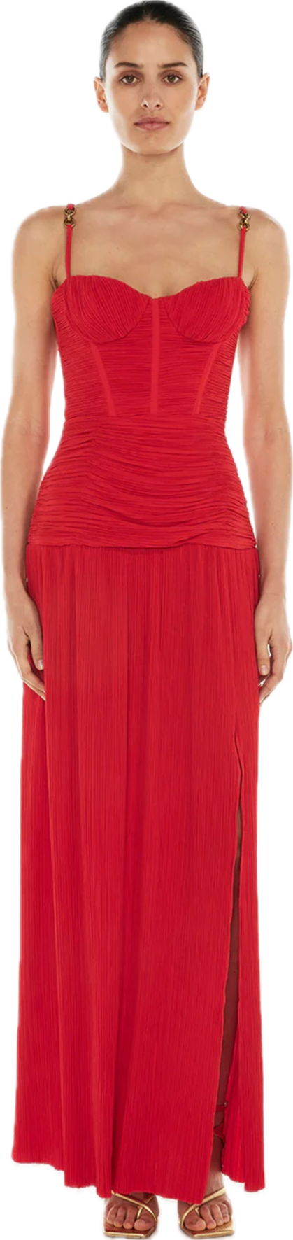 Double Time Pleat Dress Red
