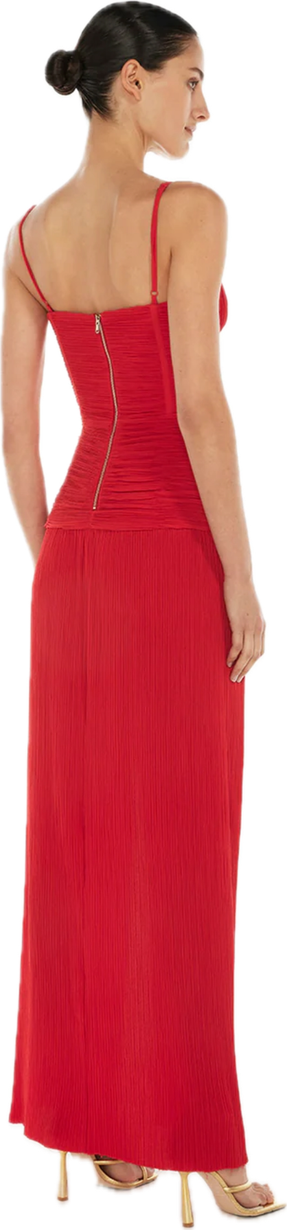 Double Time Pleat Dress Red