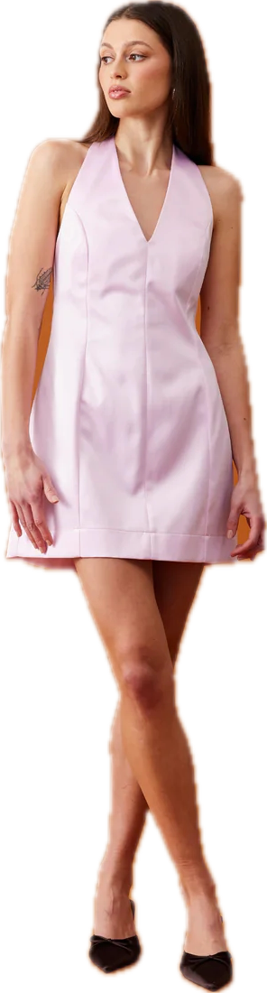 Cher Halter Mini Dress Soft Pink