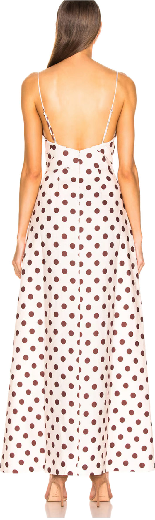 Corsage Polka Dot Bow Linen Dress