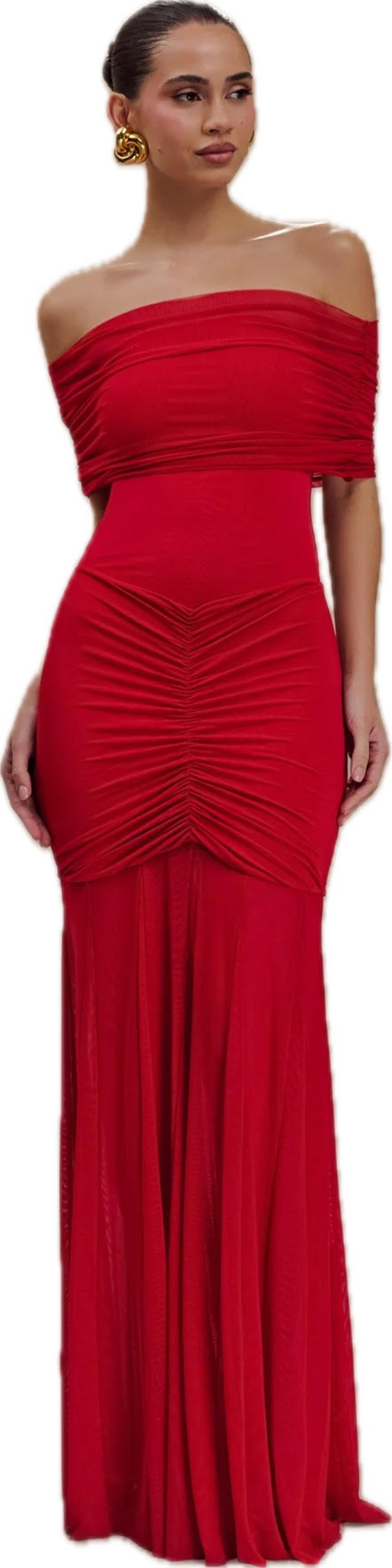 Caspian Slinky Mesh Dress Red