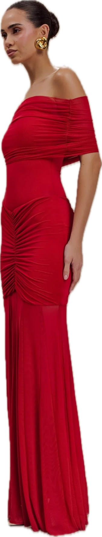 Caspian Slinky Mesh Dress Red