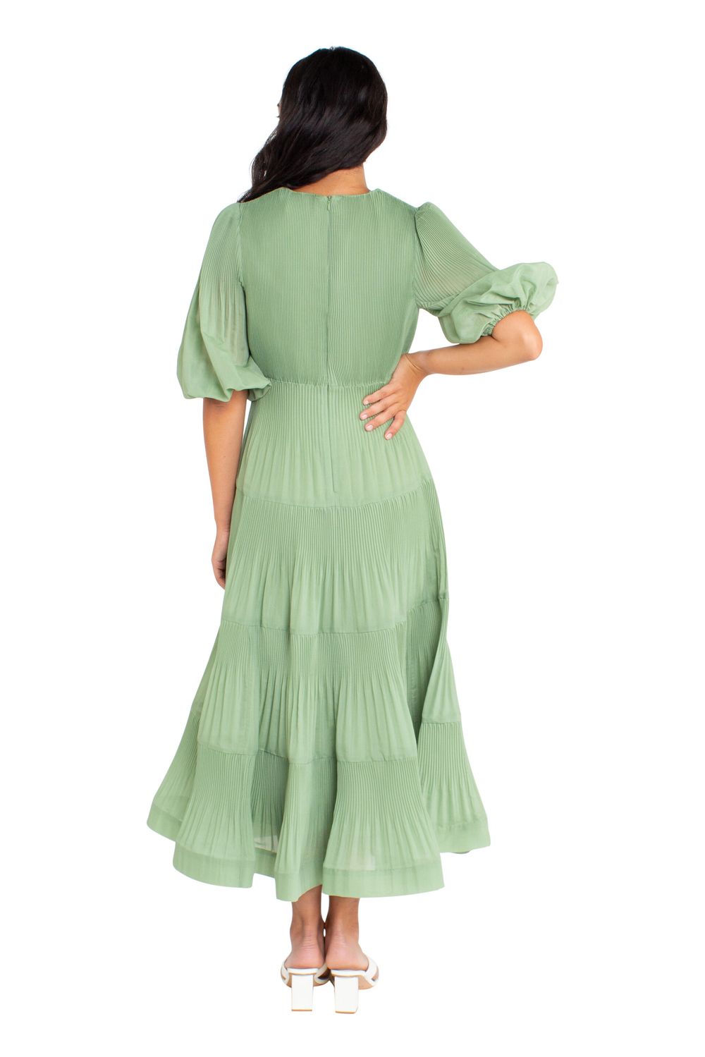 Pleated Long Sleeve Midi