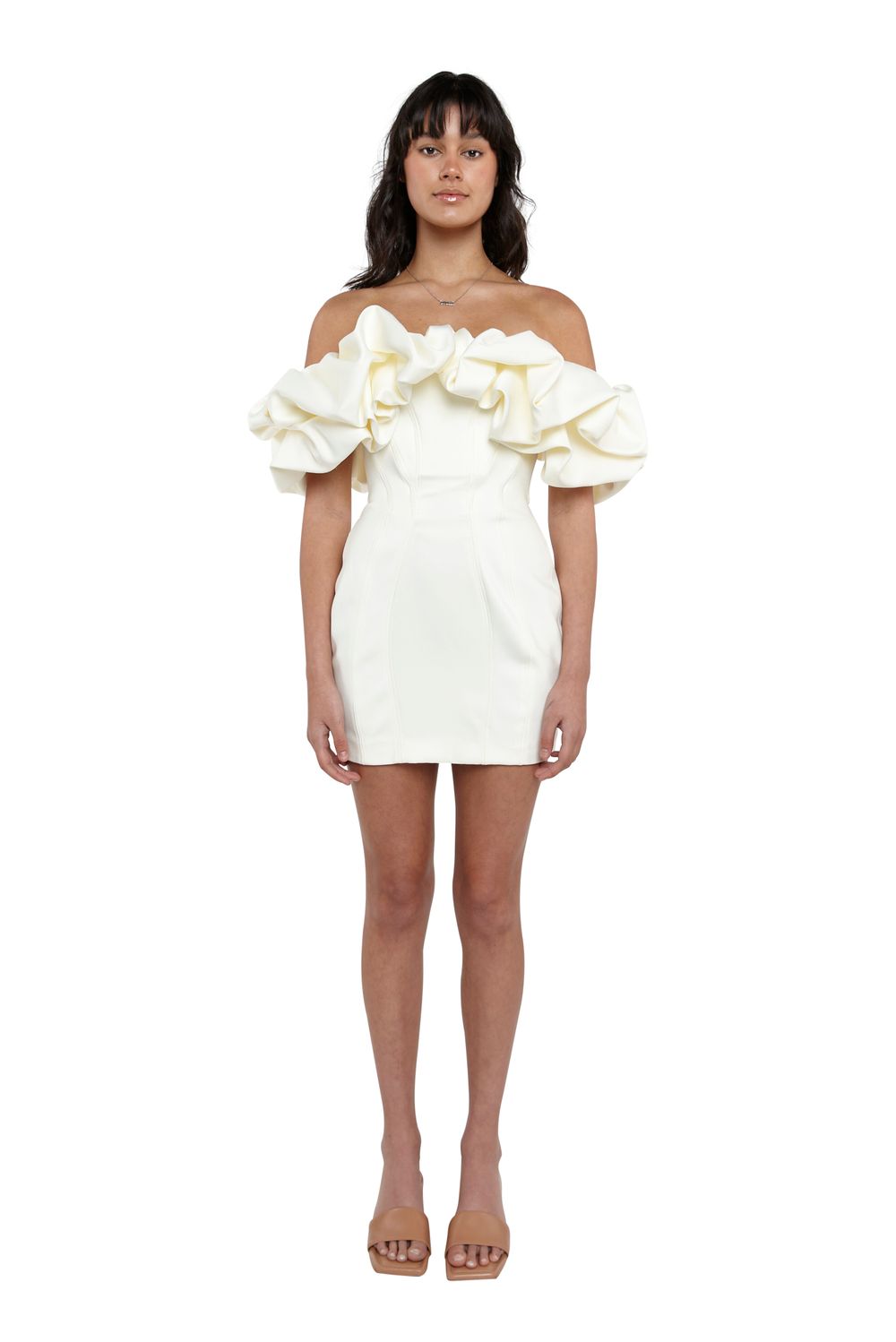 Selena Satin Ruffle Strapless Dress Selena Satin Ruffle Strapless Dress