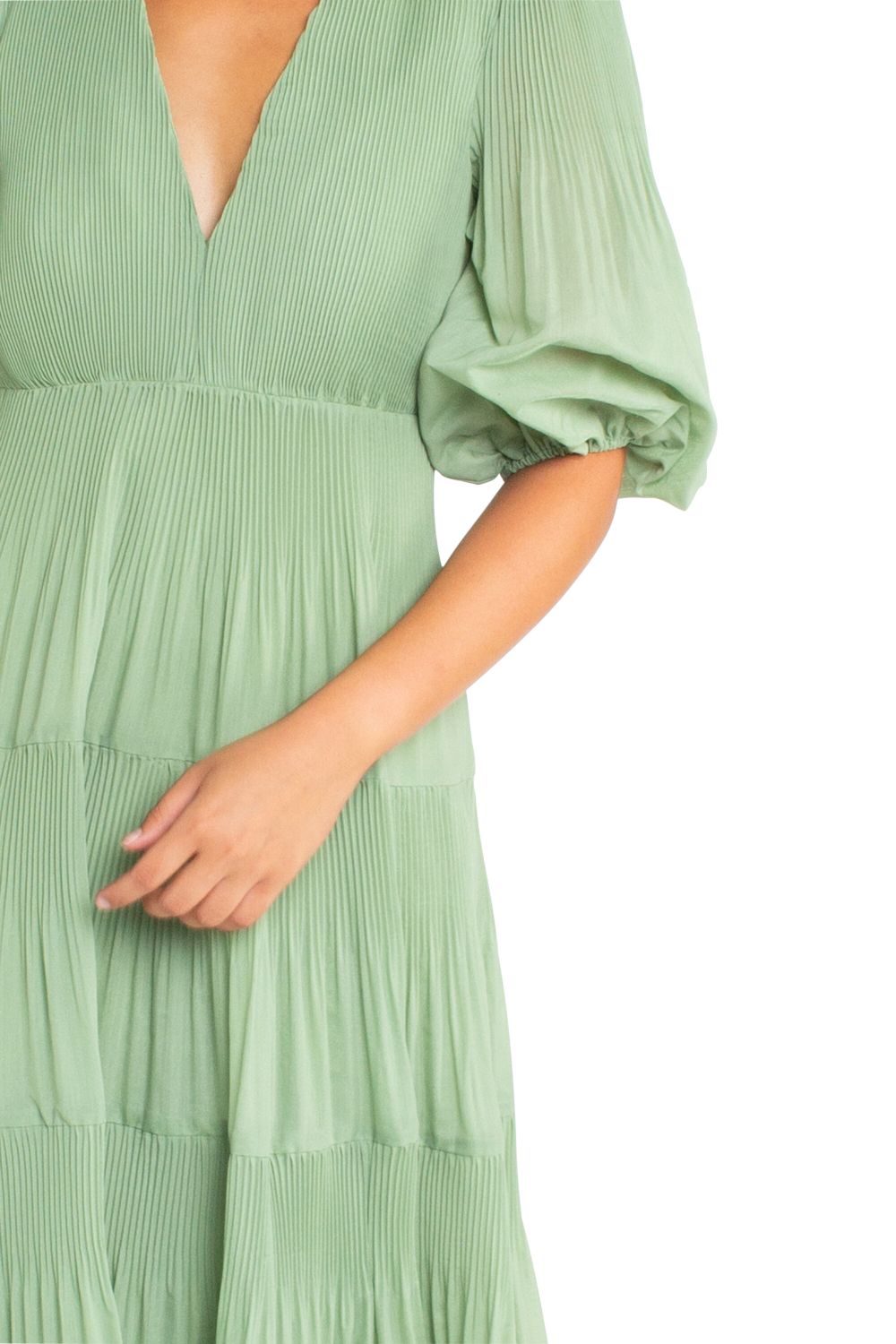 Pleated Long Sleeve Midi