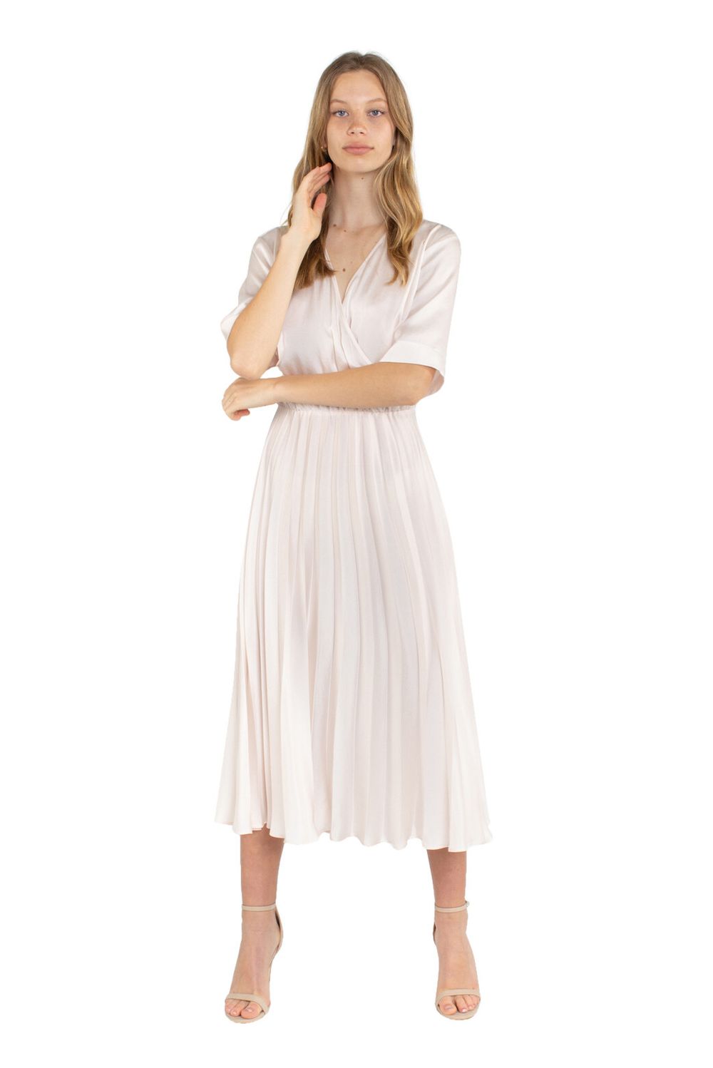 Oliver Dress Pleat Midi Beige