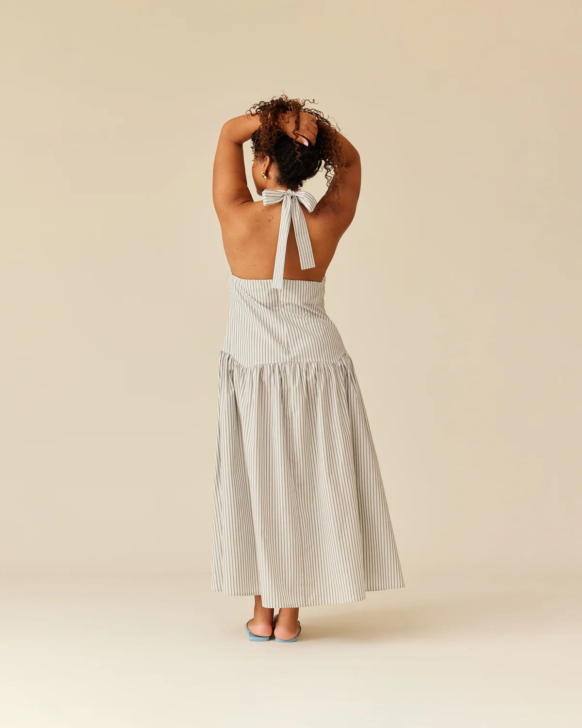 Relaxe Halter Dress Olive Stripe