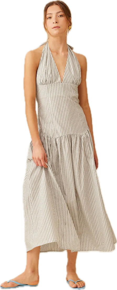 Relaxe Halter Dress Olive Stripe