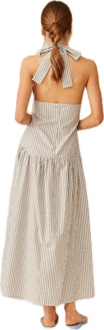 Relaxe Halter Dress Olive Stripe