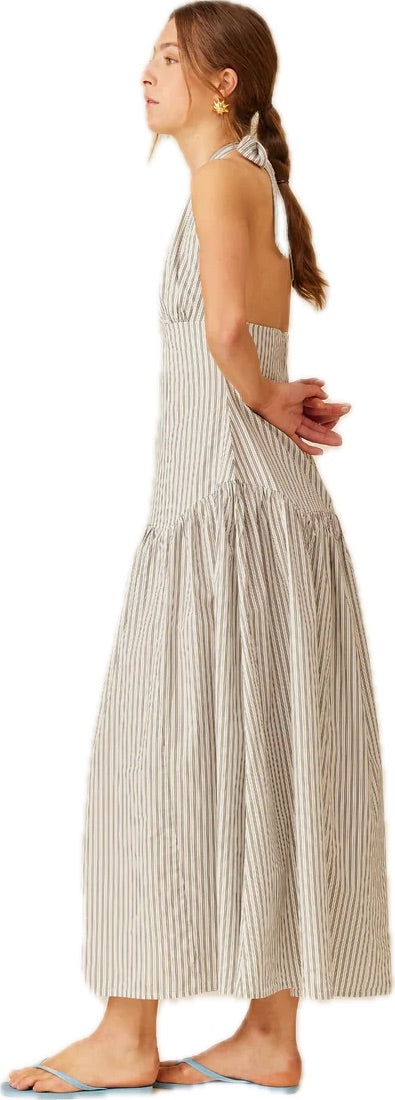 Relaxe Halter Dress Olive Stripe