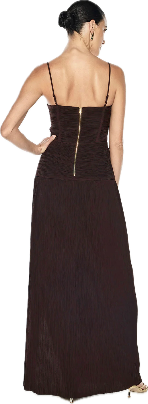 Double Time Pleat Dress Chocolate