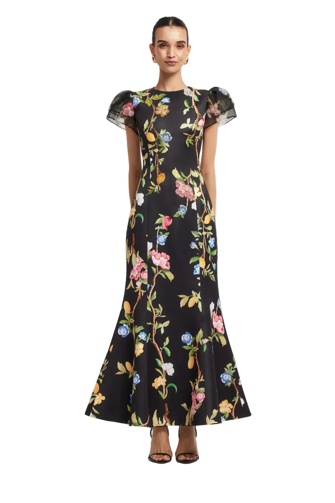 Sofia Embellished Puff Sleeve Maxi Dress