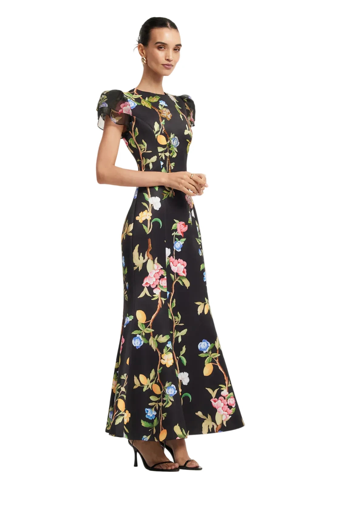 Sofia Embellished Puff Sleeve Maxi Dress