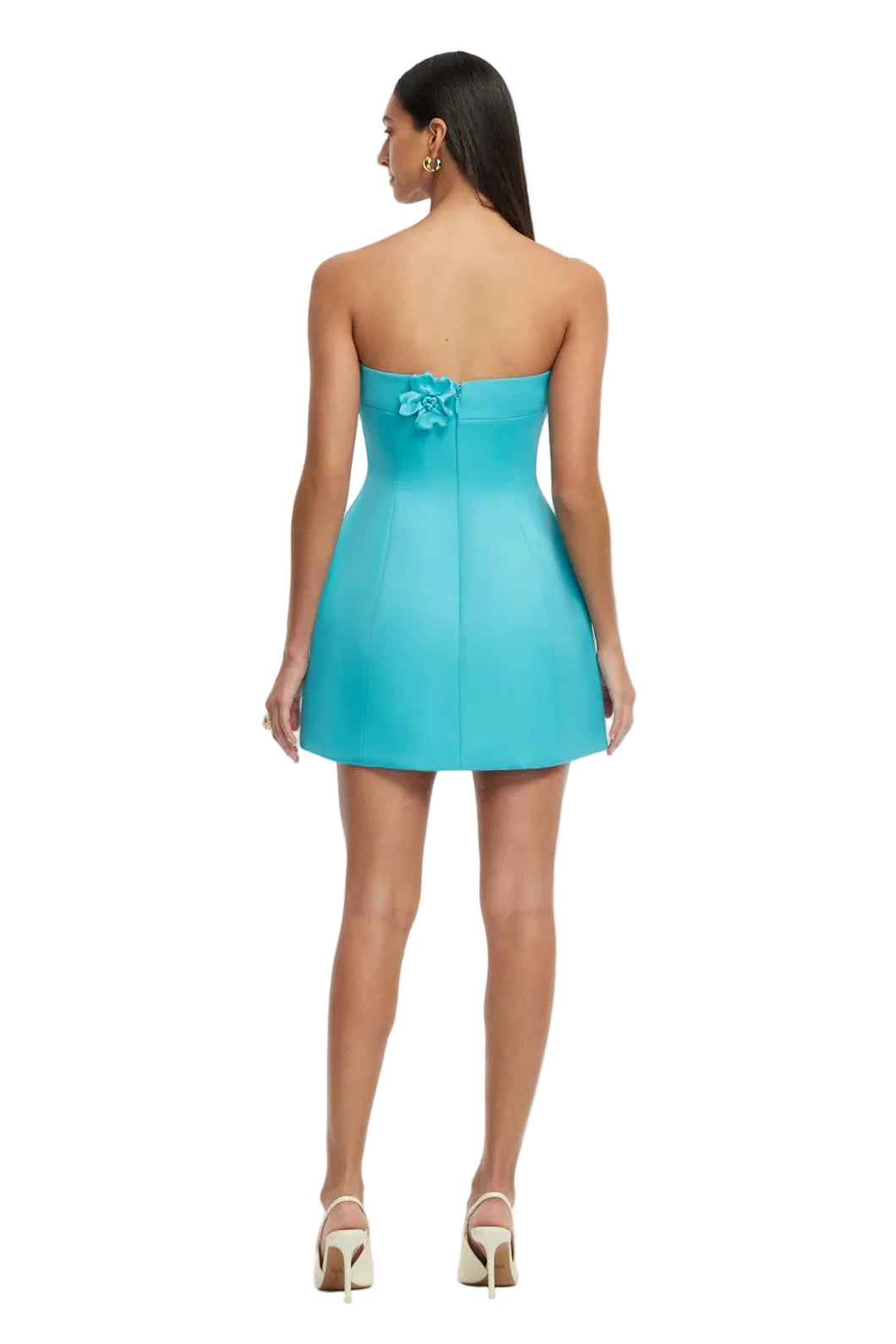 Rosario Petal Bustier Mini Dress Aqua