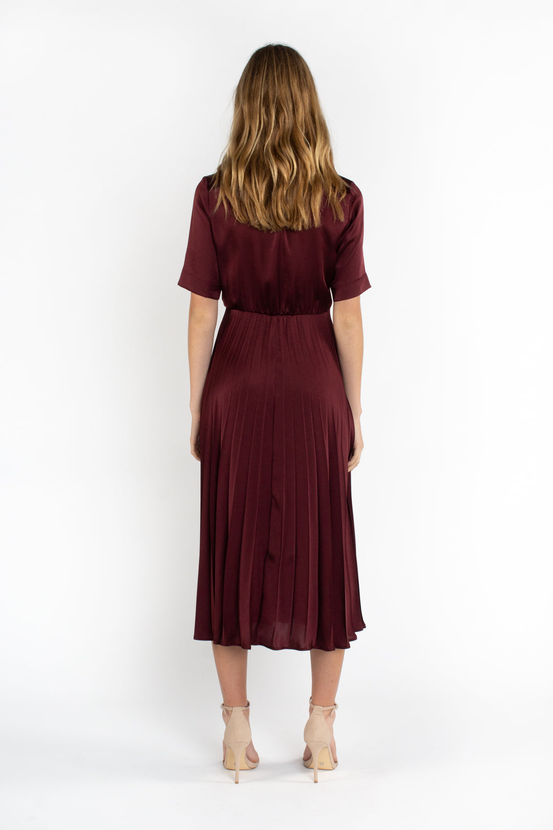 Oliver Dress Pleat Midi Wine