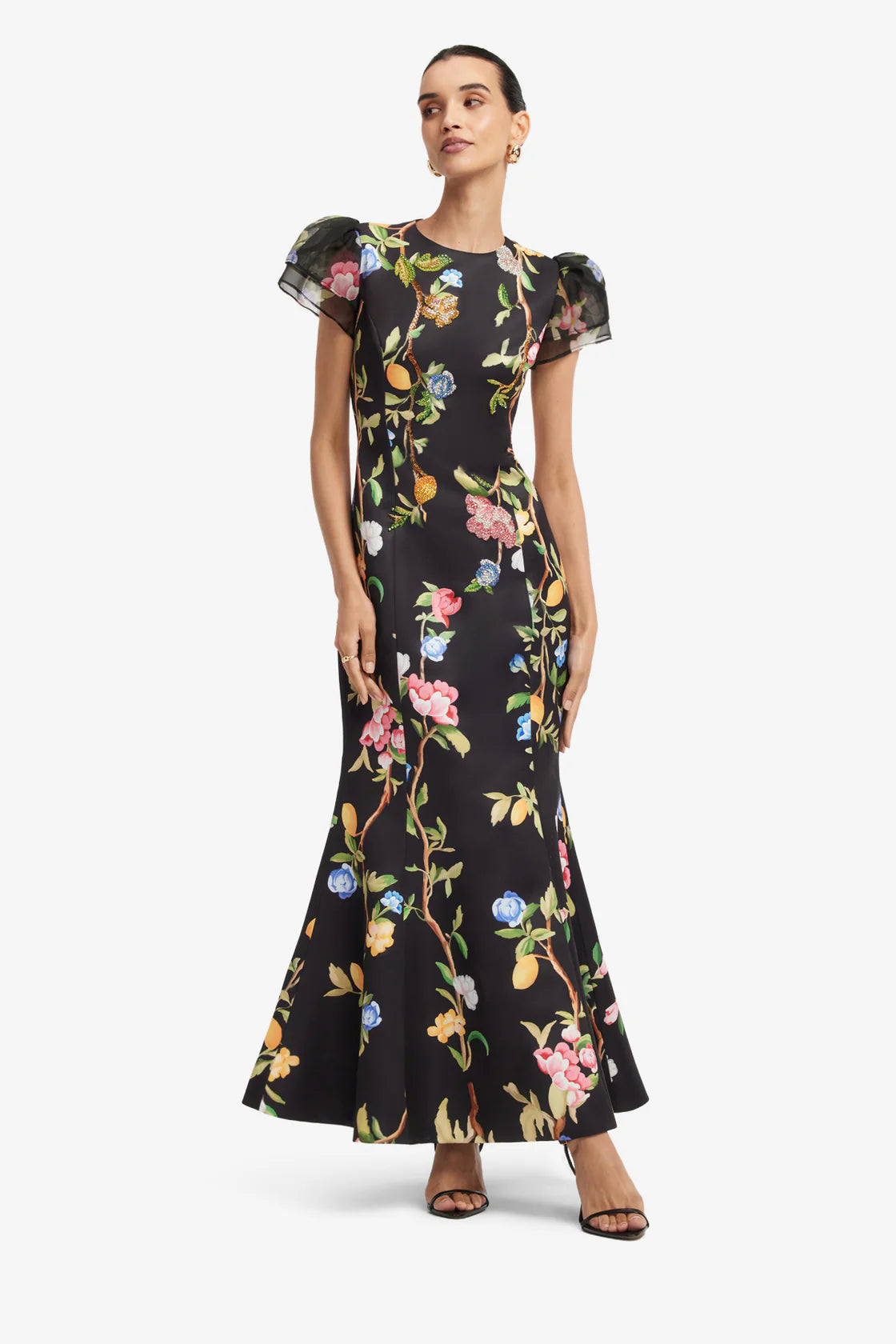 Sofia Embellished Puff Sleeve Maxi Dress