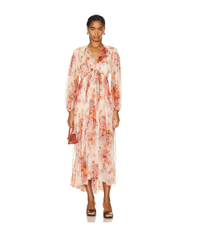 Devi Gathered Floral Midi Dress