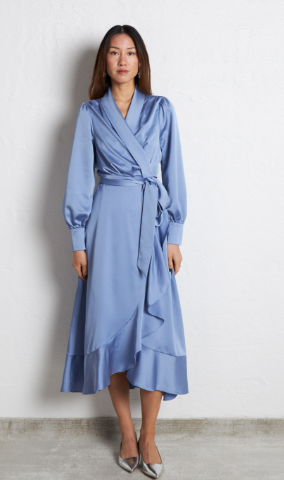 Wrap Midi Dress Blue