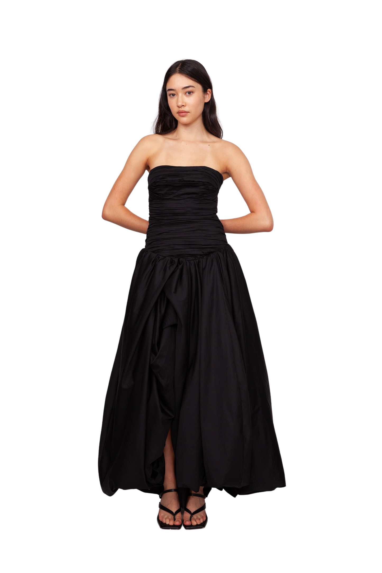 Violette Bubble Hem Black Maxi Dress