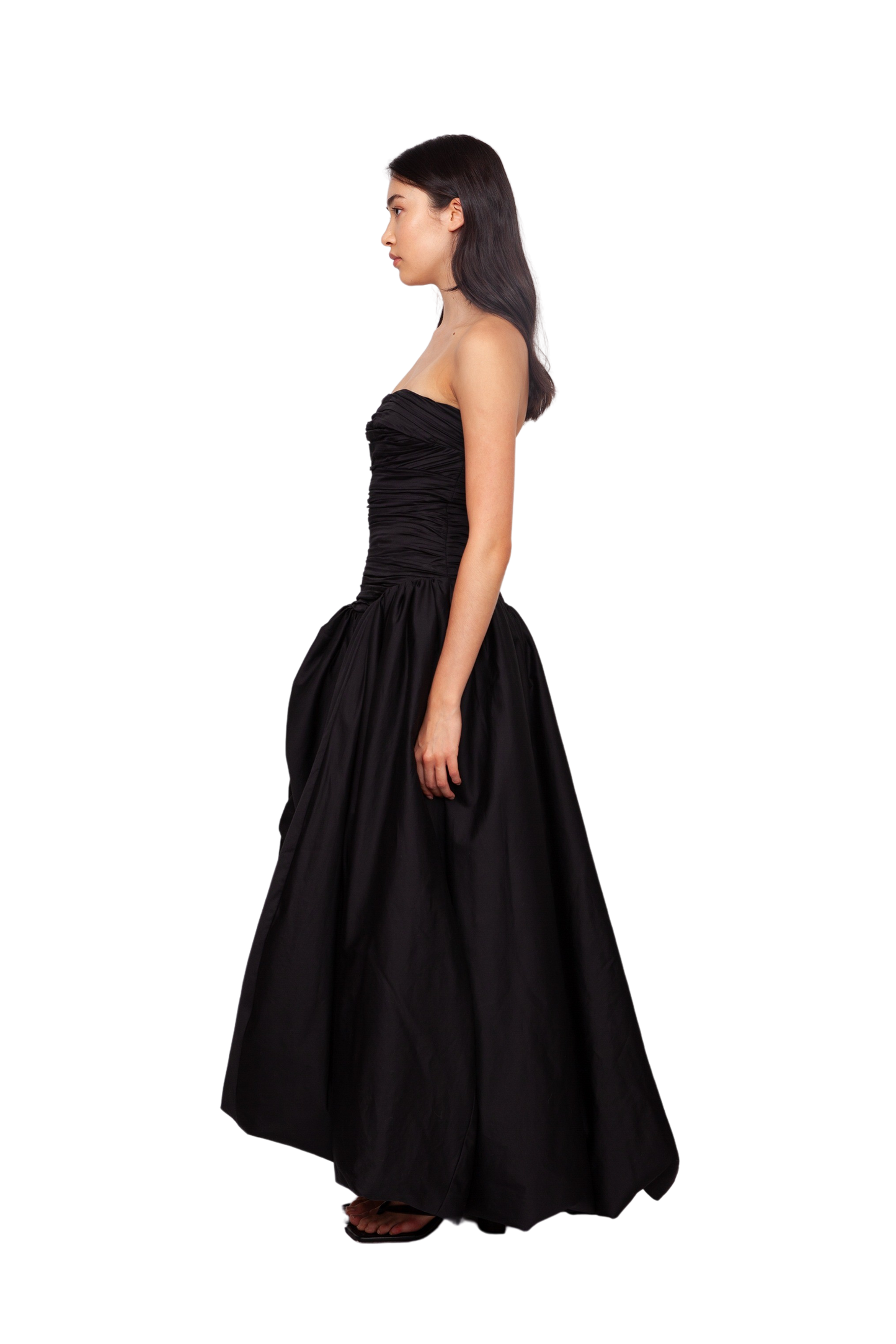 Violette Bubble Hem Black Maxi Dress