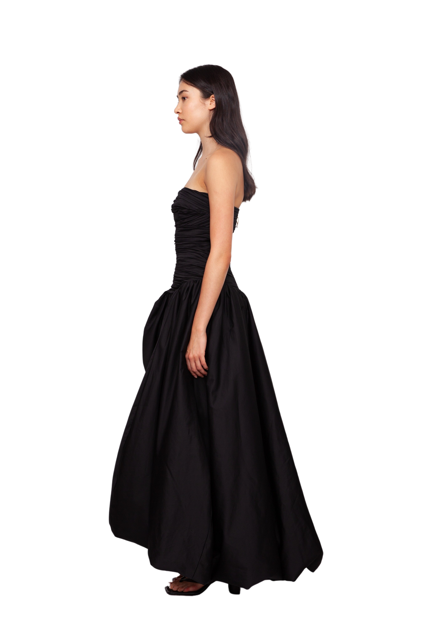 Violette Bubble Hem Black Maxi Dress