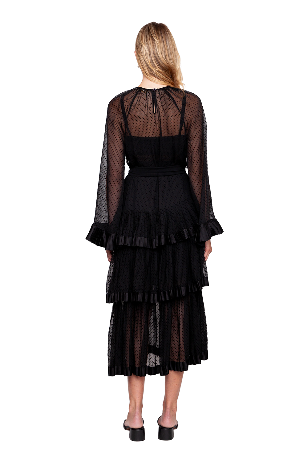 Tiered Midi Black Dress