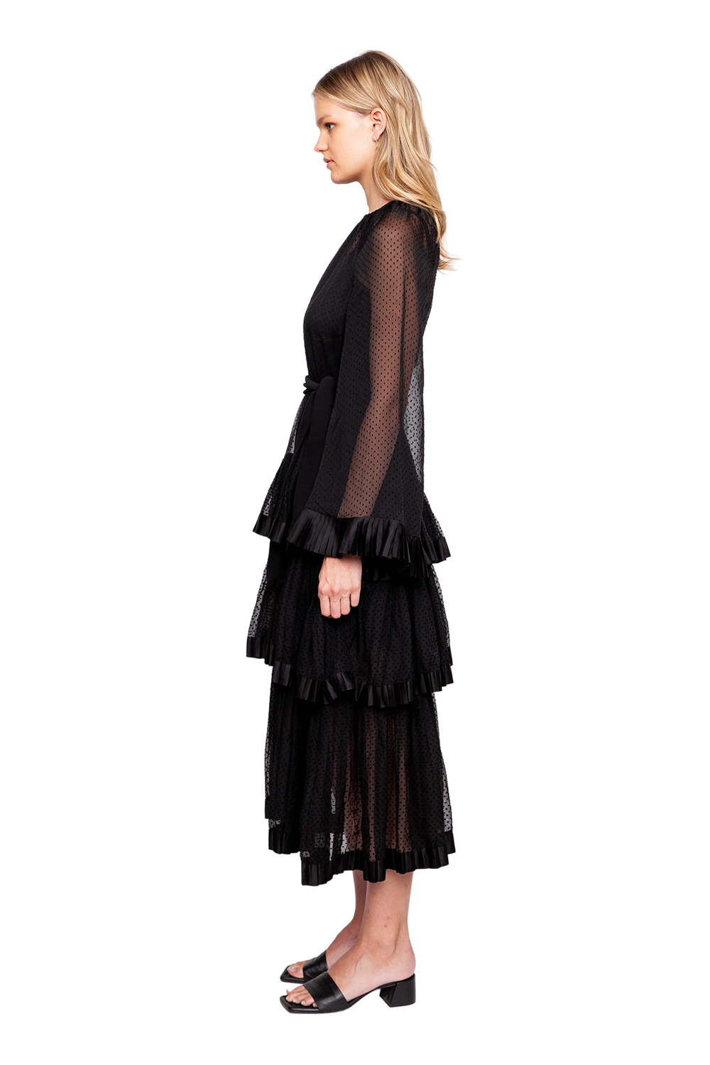 Tiered Midi Black Dress