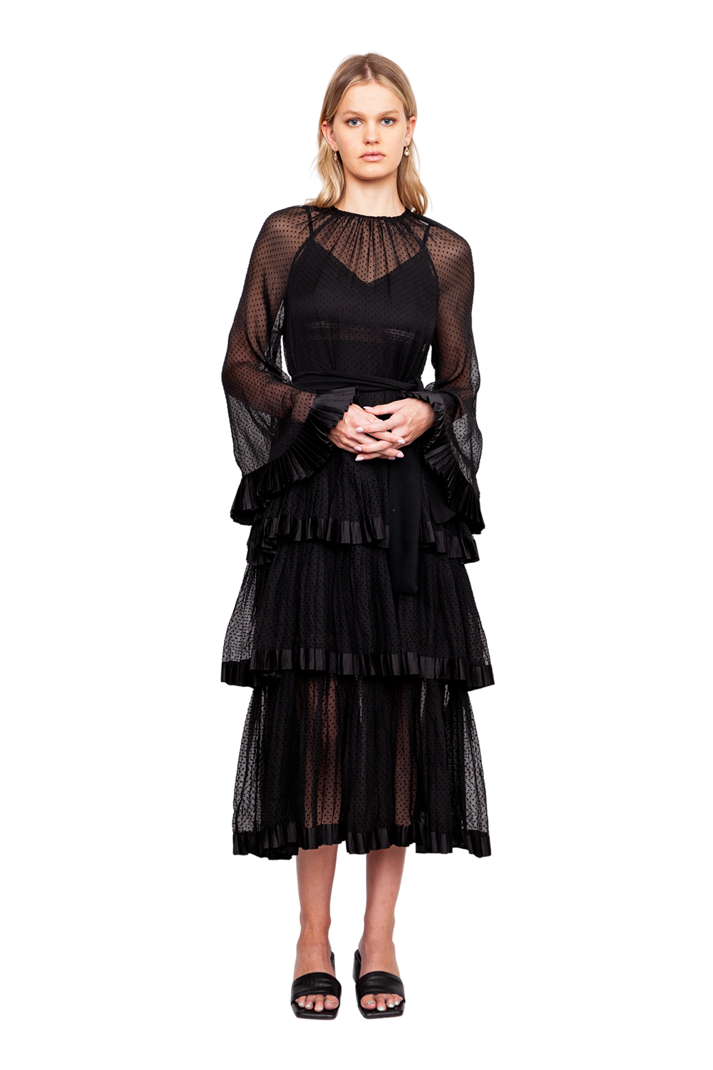Tiered Midi Black Dress – The Dress Room