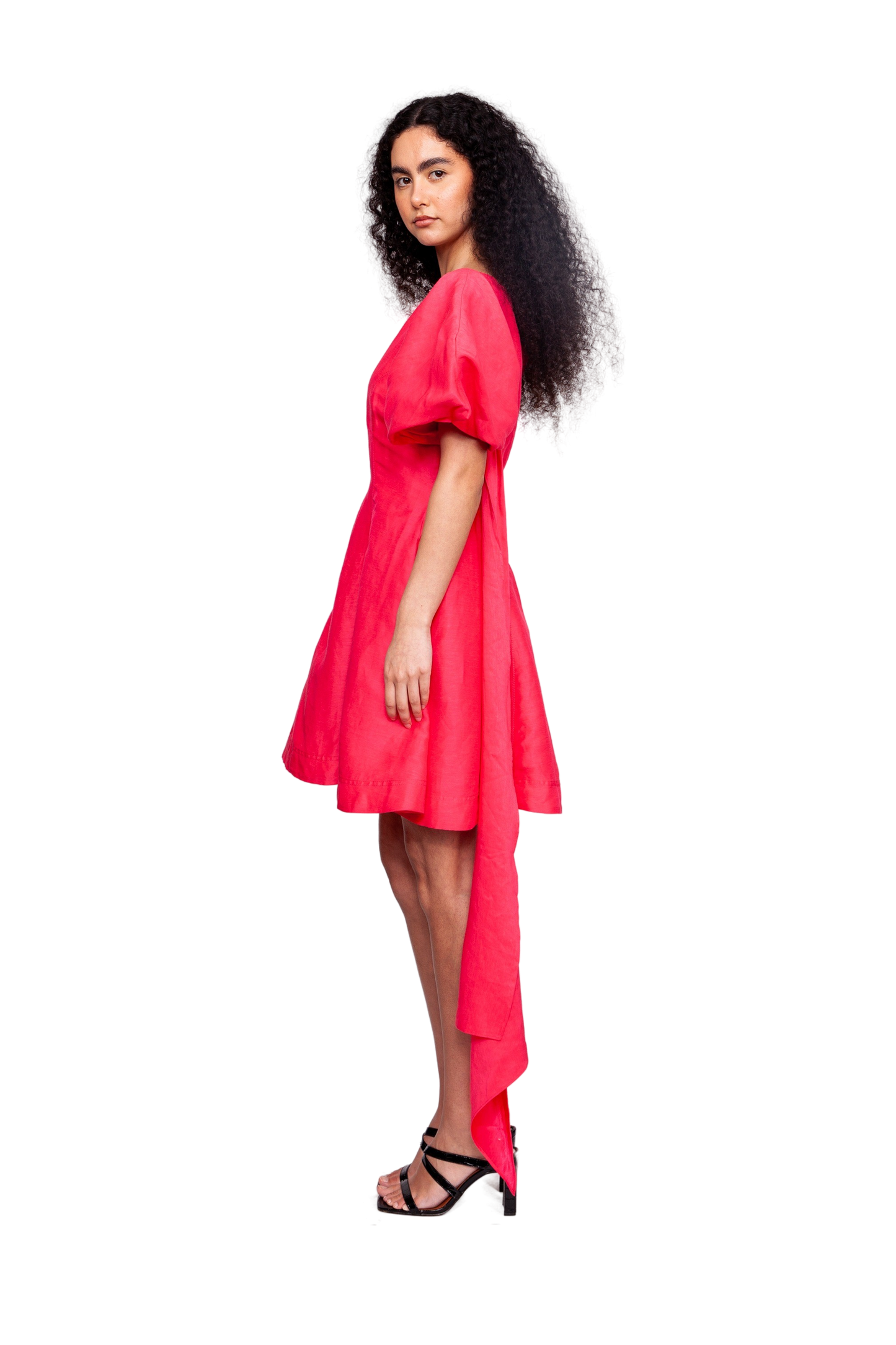 Arista Tulip Sleeve Mini Dress, Bougainvillea Red