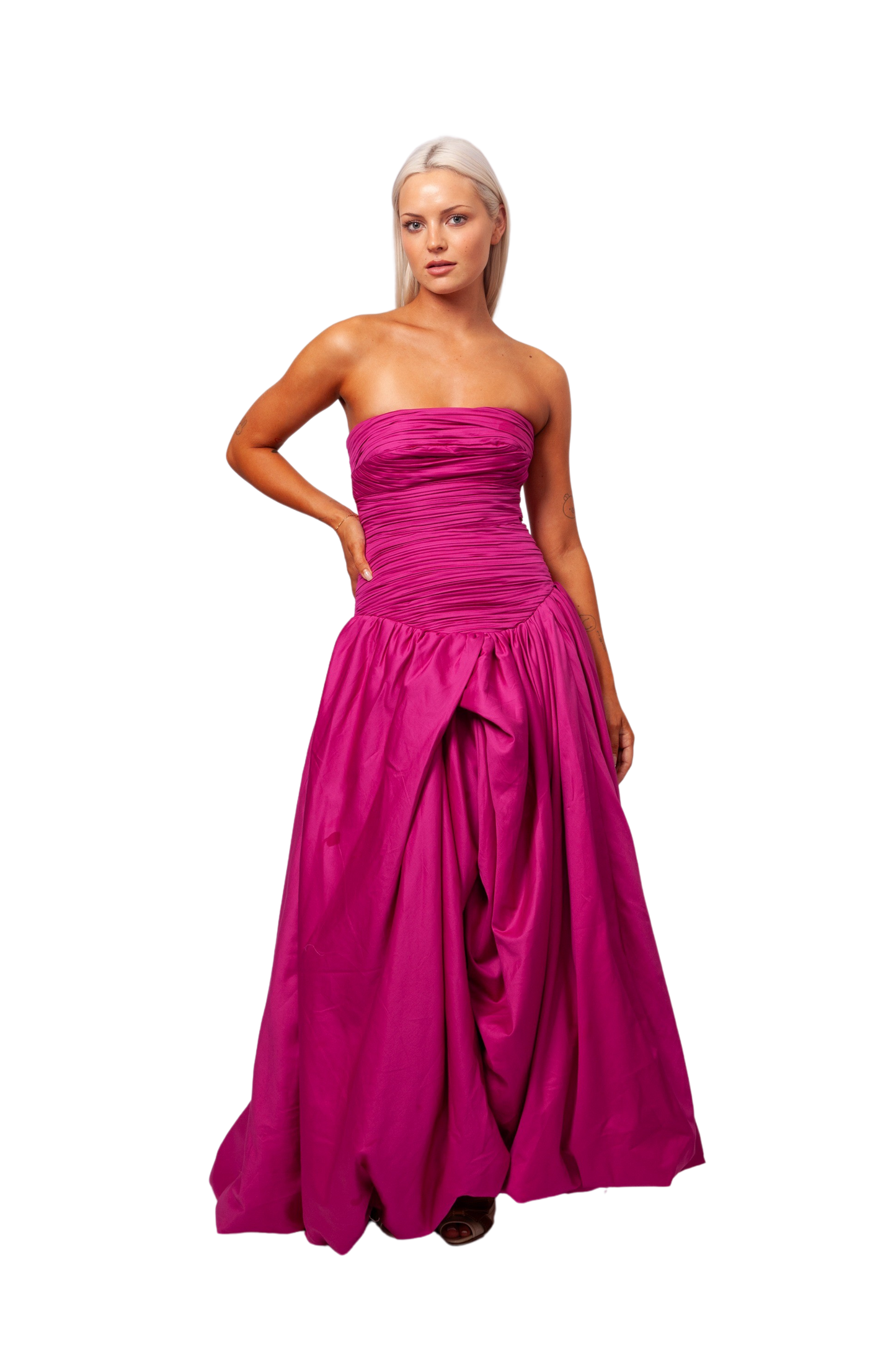 Violette Bubble Hem Maxi Dress Magenta