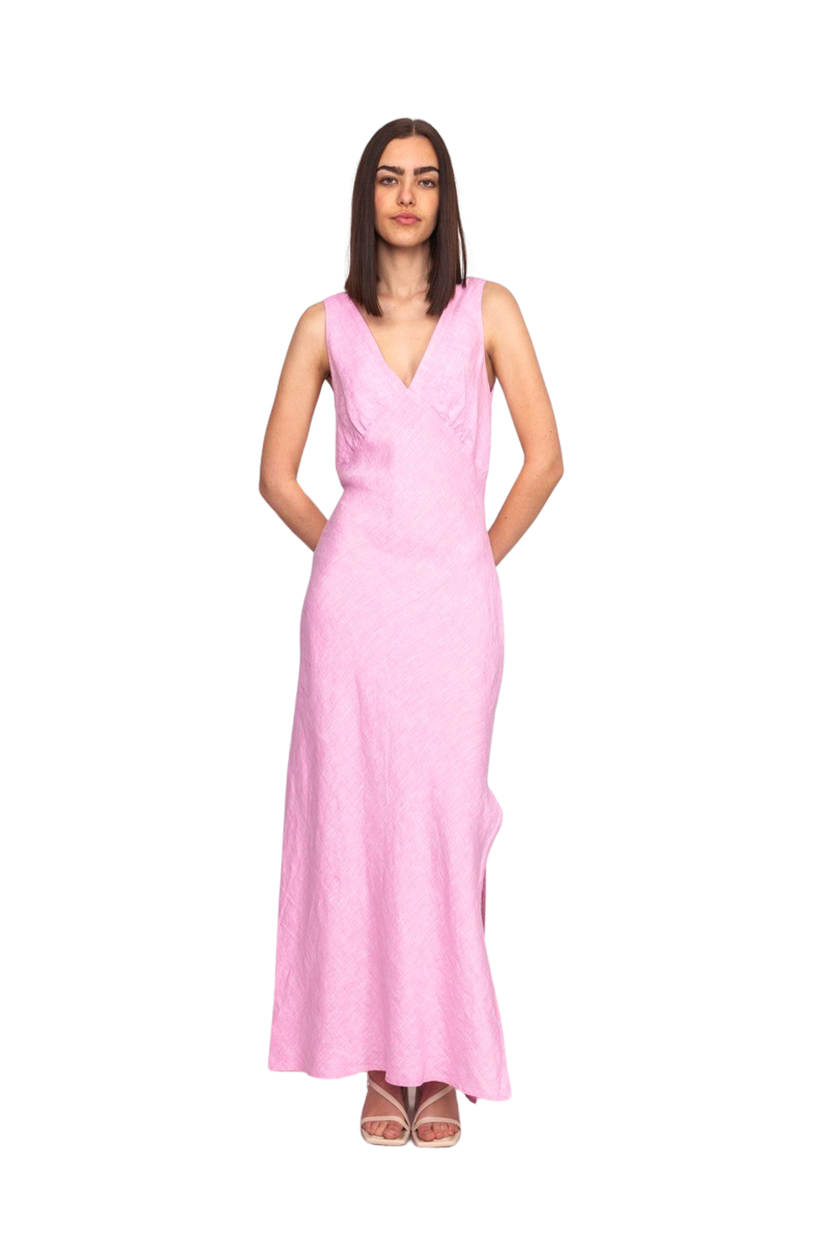 Esme Linen Slip Dress Pink