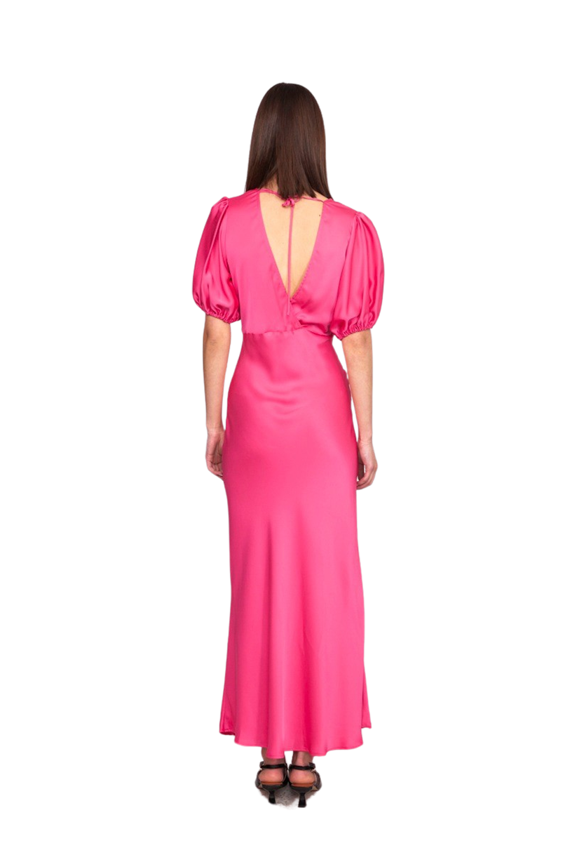 Uma Satin Dress Hot Pink