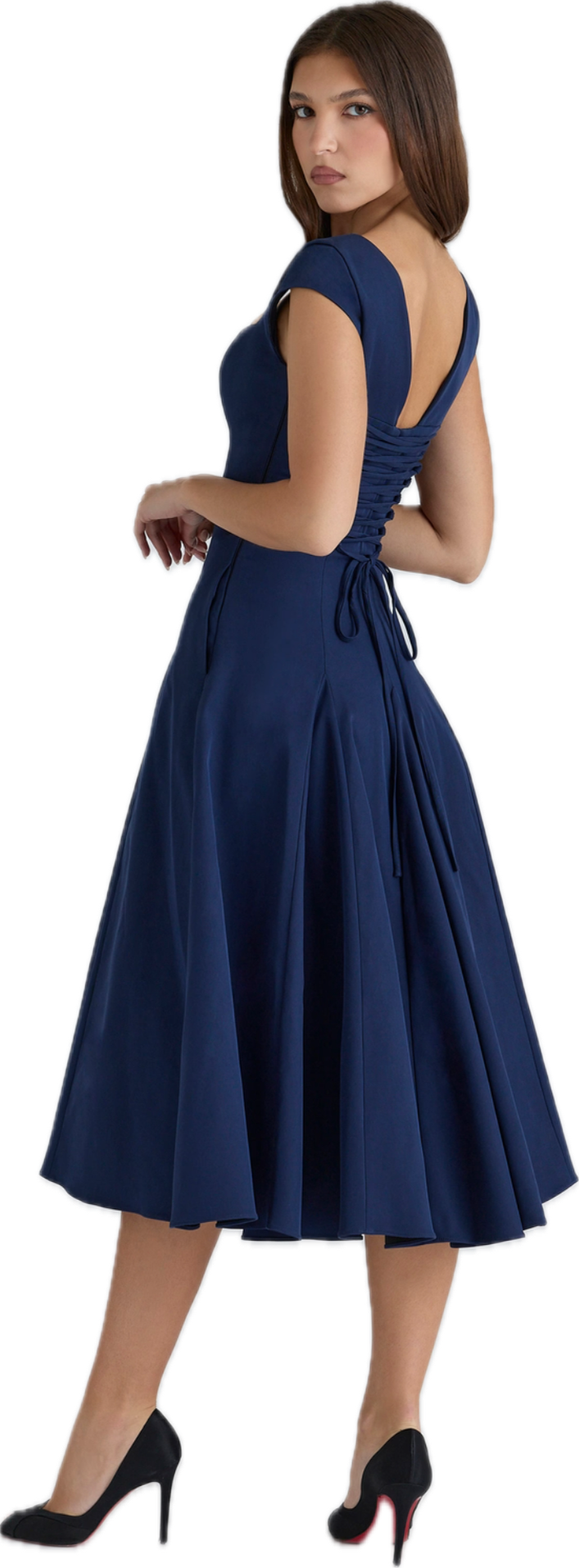 Raisa Lace Back Dress Navy