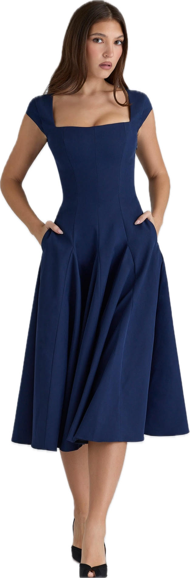 Raisa Lace Back Dress Navy