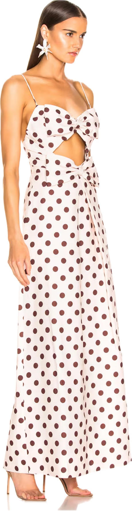 Corsage Polka Dot Bow Linen Dress