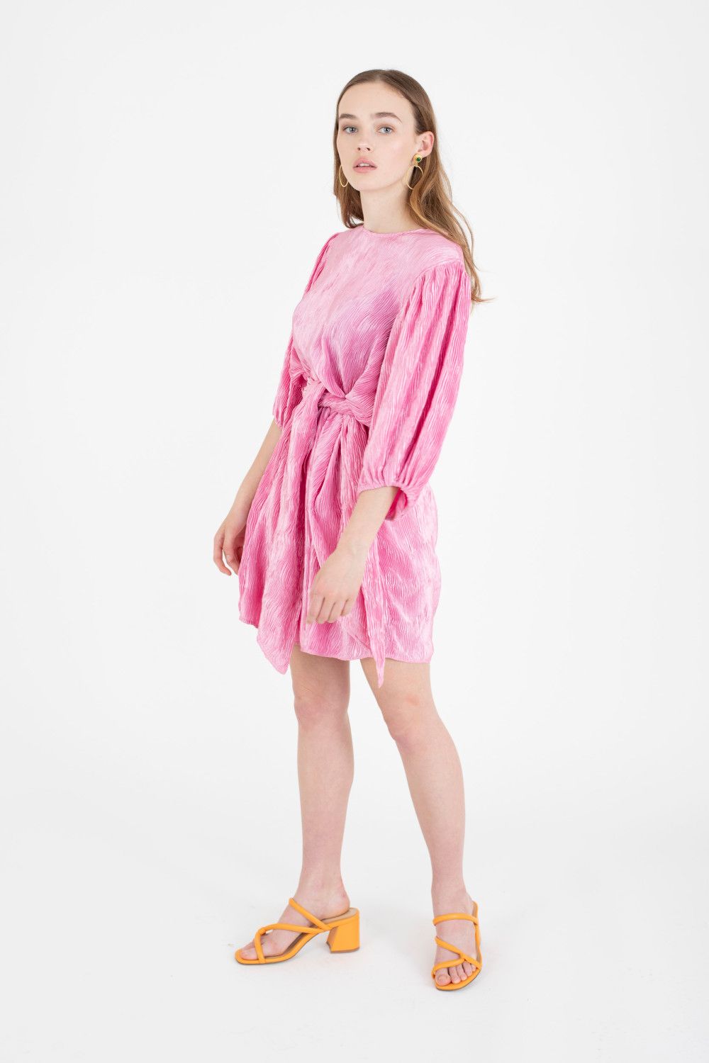 Pleated Satin Dress