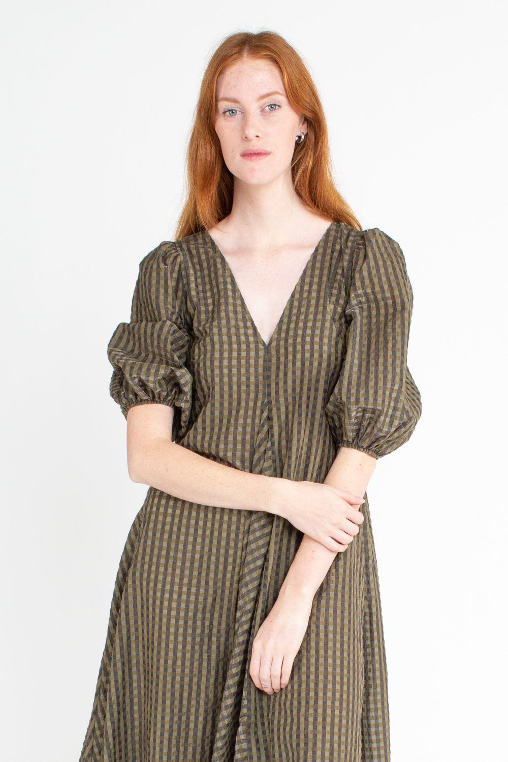 Gingham seersucker dress sale