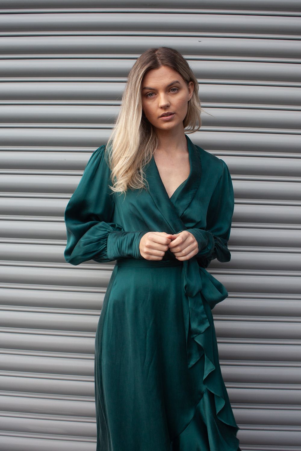 Silk Wrap Midi Dress