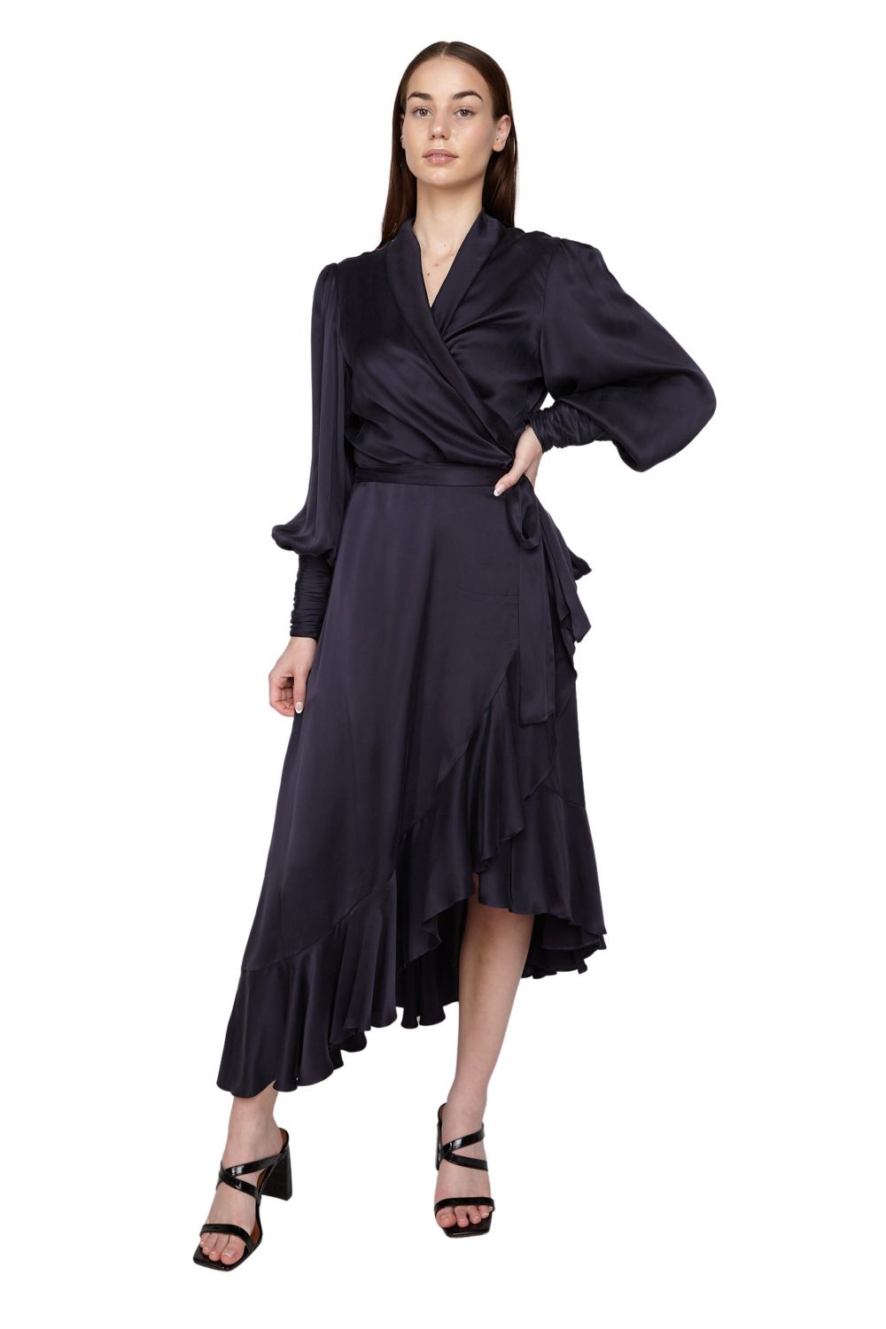 Silk Wrap Midi Dress