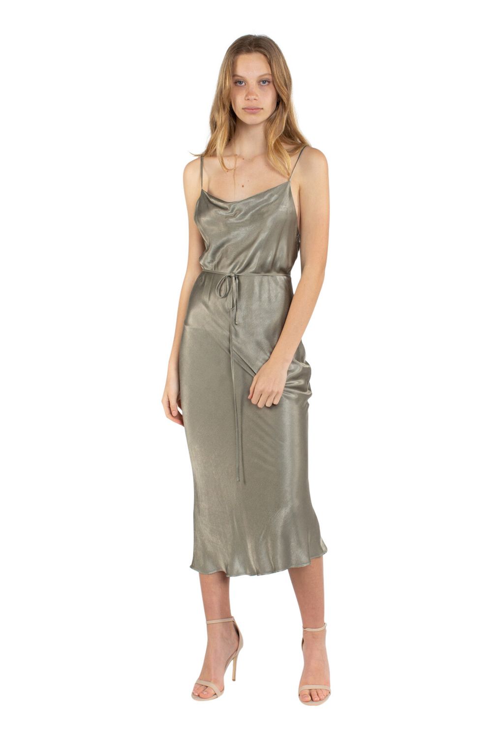 La Lune Bias Cowl Midi Dress