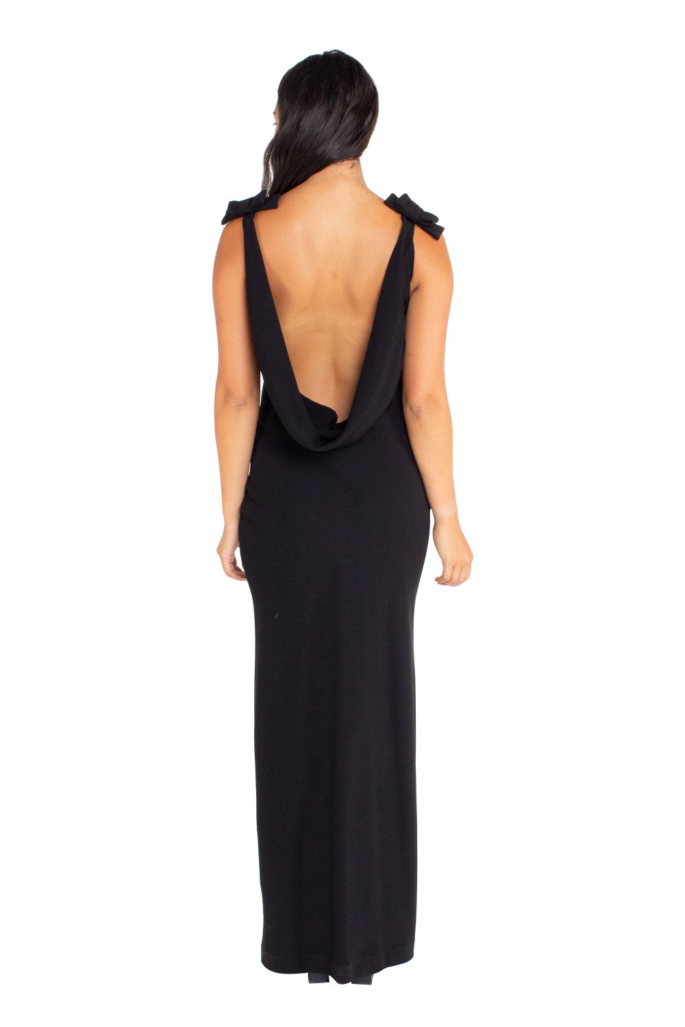 Backless black tie dress best sale