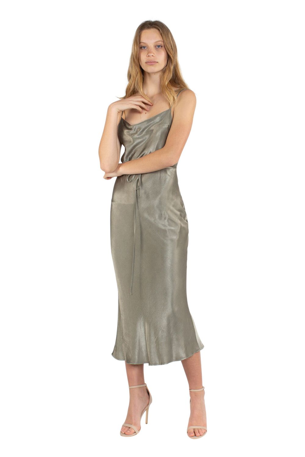 La Lune Bias Cowl Midi Dress