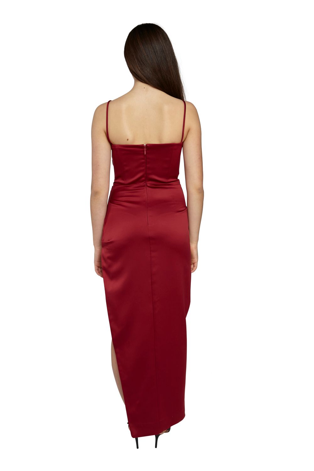 Flora Wine Corset Midi Dress